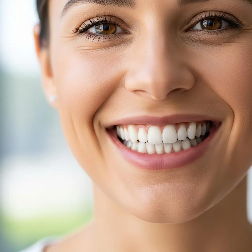 woman smiling with dental implants